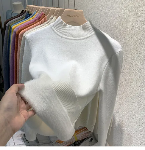Autumn And Winter New One Mink Fur Inner Wear Blouse White - Shop at LoveMi