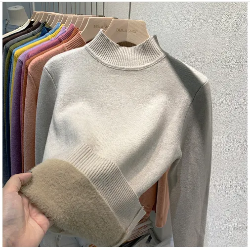 Autumn And Winter New One Mink Fur Inner Wear Blouse Khaki - Shop at LoveMi