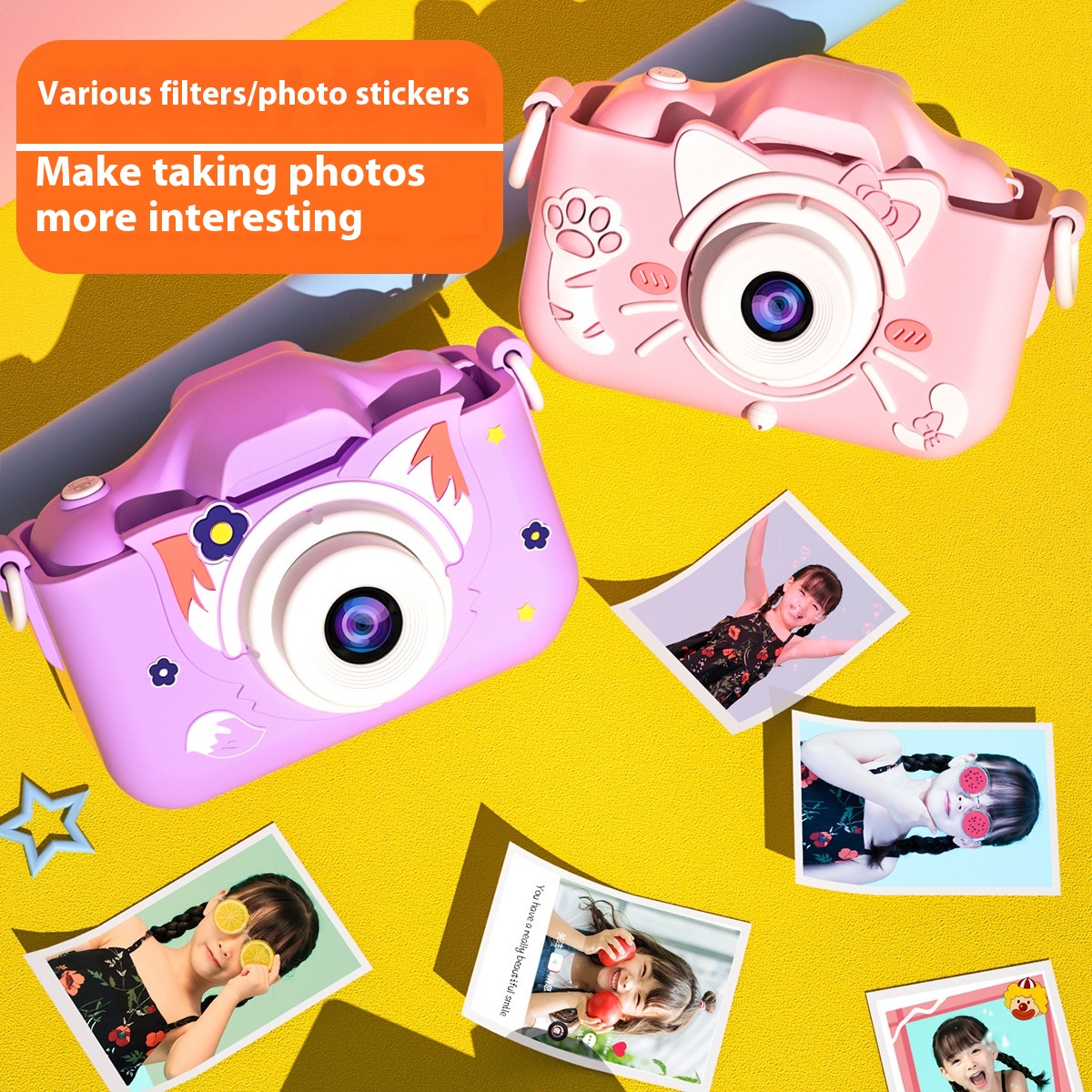 Plastic Children's Camera Big Head Kitten Cartoon Photography - Image 1