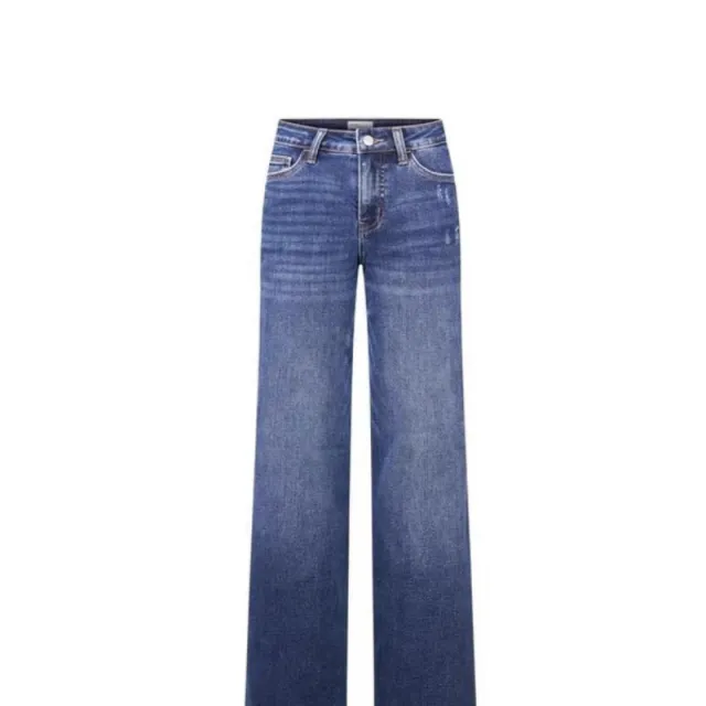 Narrow Wide leg Pants High Waist Hip Lift Straight Loose Jeans Dark Blue - Shop at LoveMi