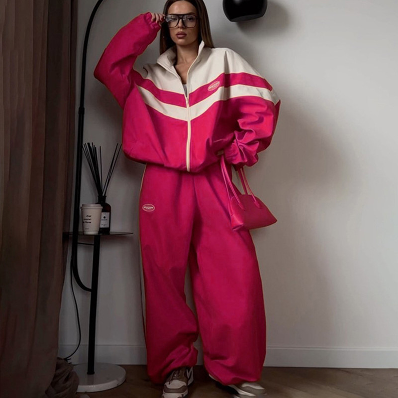 Sports Contrast Color Suit Lapel Long Sleeve