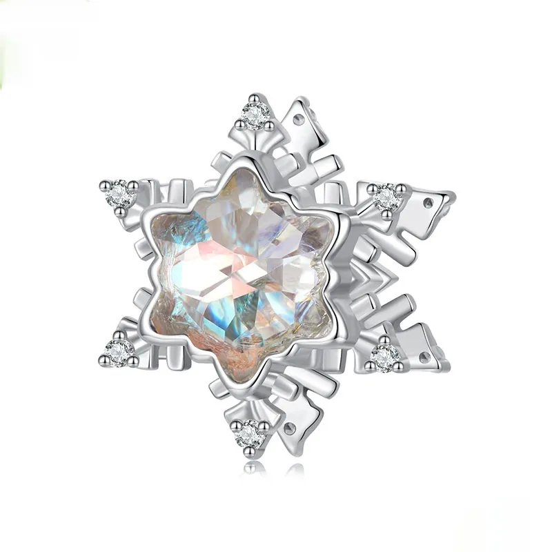Sterling Silver Winter Snowflake Bracelet String Beads Accessories - Bsc1073