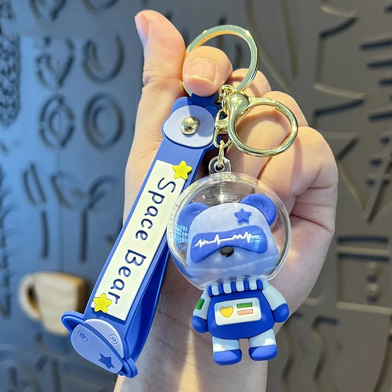 Creative Cartoon Cute Space Bear Keychain - Blue