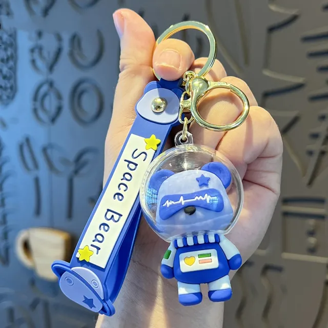 Creative Cartoon Cute Space Bear Keychain Blue - Shop at LoveMi