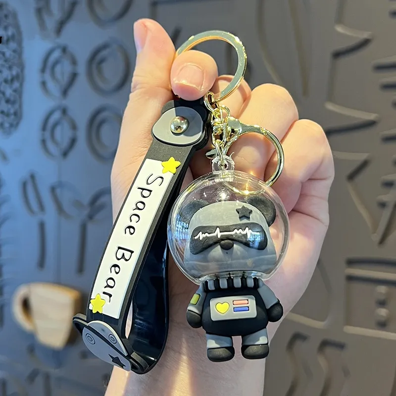 Creative Cartoon Cute Space Bear Keychain - Black