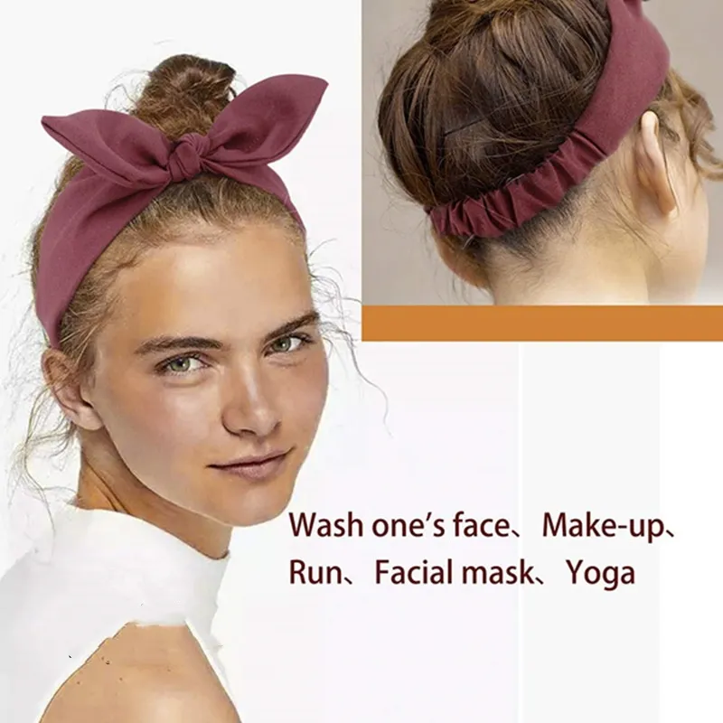 Women's All-match Elastic Band Knotted Rabbit Ears Hair Band - Wine Red