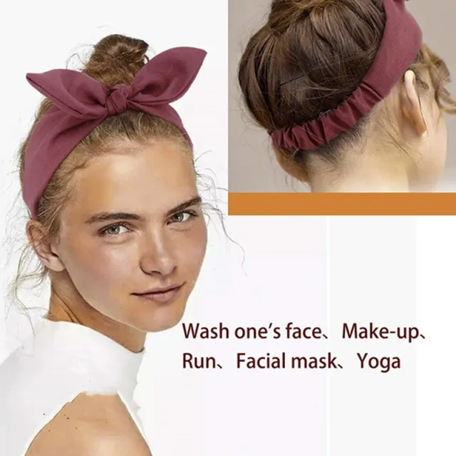 Women's All match Elastic Band Knotted Rabbit Ears Hair Band Wine Red - Shop at LoveMi