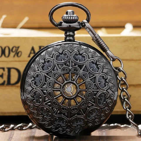 Mechanical Pocket Watch Retro Large Gun Color Spider Web