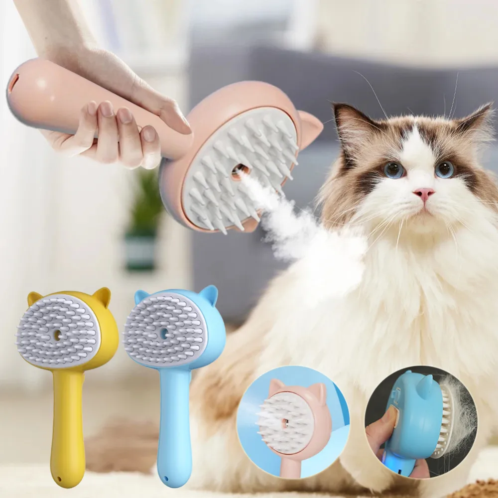 Hair Cleaning Brush with Mist Multifunctional Cat Grooming Rechargeable