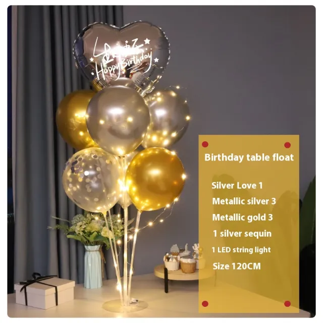 Online Red Light Table Floating Birthday Decoration Scene Layout Balloon Silver Table Floating Light - Shop at LoveMi