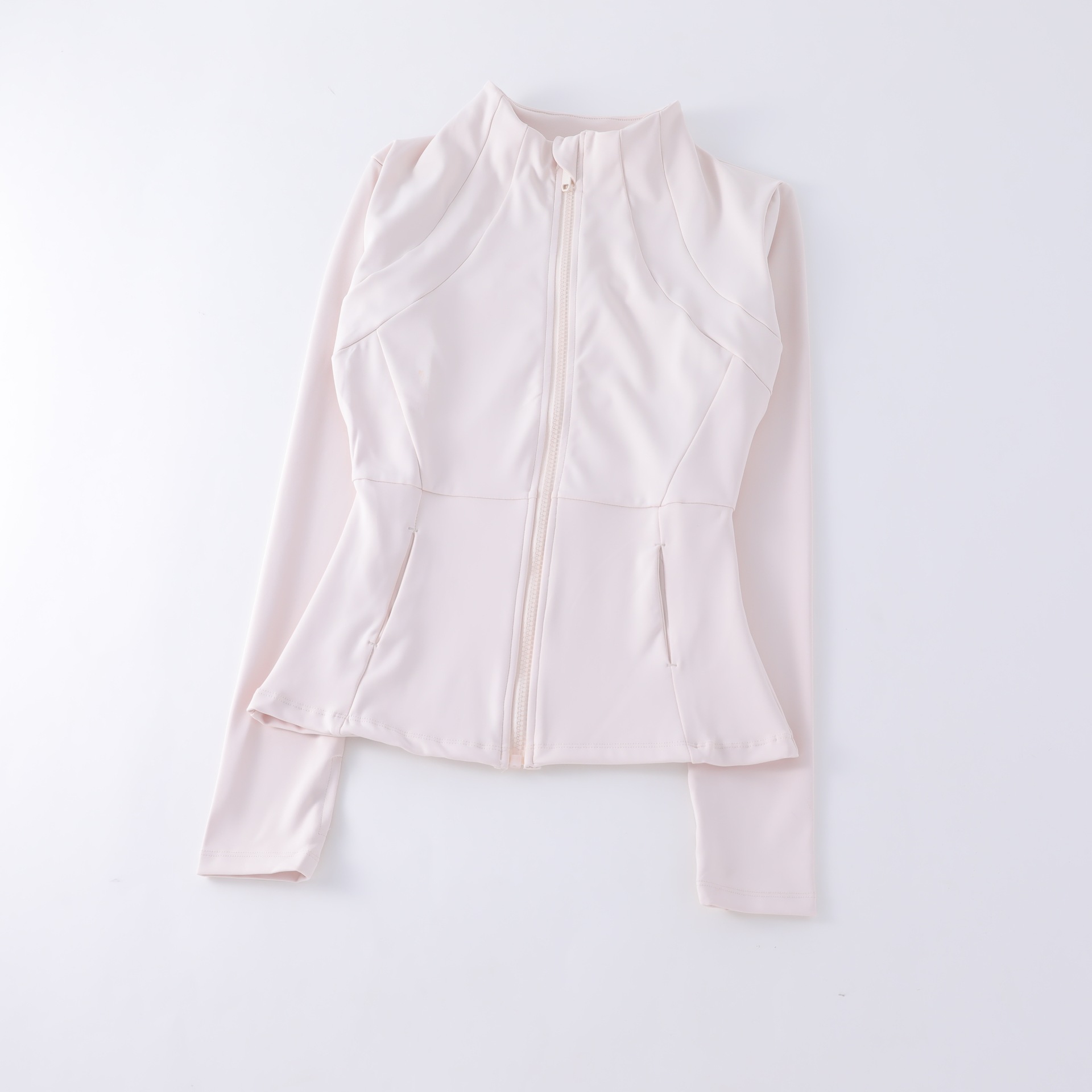 Yoga Clothes Women's Spring And Summer Stand Collar Zipper Jacket Tan - Shop at LoveMi