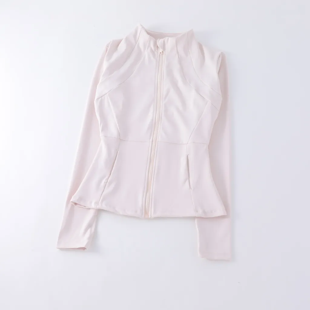 Yoga Clothes Women's Spring And Summer Stand Collar Zipper Jacket - Tan
