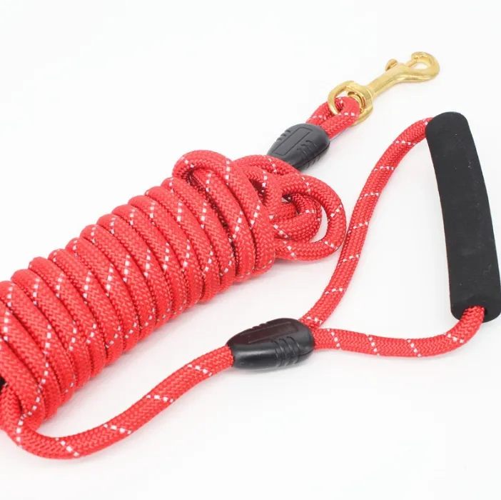 Portable And Simple Printing Pet Hand Grip Rope - 8Mm Reflective Red