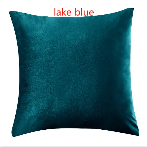 Nordic solid velvet sofa pillow - Lake Blue