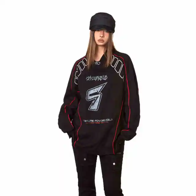 Jersey Style T shirt Sports Ice Hockey Clothing Long sleeved Top Black - Shop at LoveMi