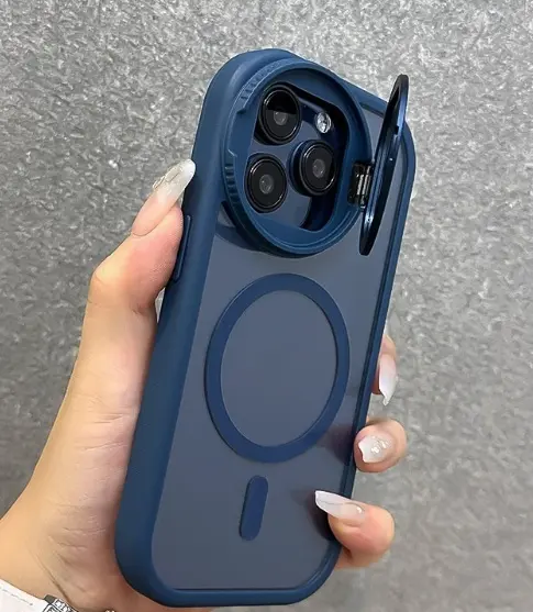 Suitable For 15 Mobile Phone Case Creative Lens Film Bracket Clamshell Full Cover Portable Rope Acrylic Anti-fall Soft Edge