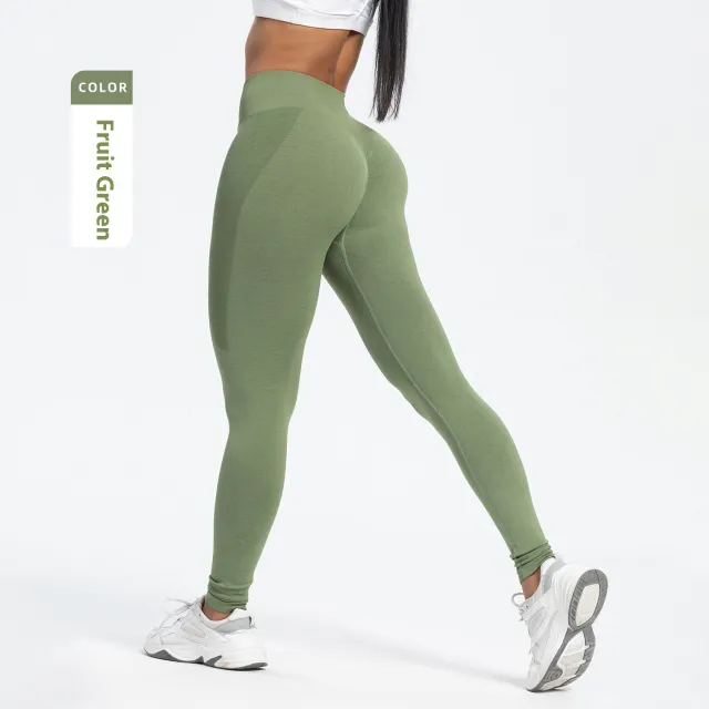 Women's Sports Fitness Pants Seamless Hip Raise High Waist Yoga Pants Fruit Green - Shop at LoveMi