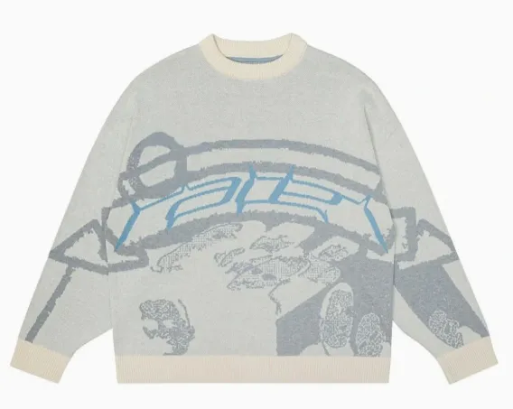 Street Print Sweater For Women White - Shop at LoveMi