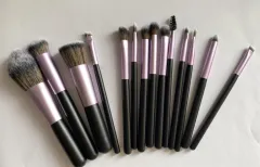 Makeup Brushes Suit Rechargeable Luminous Mirror - Purplish Black - View 1