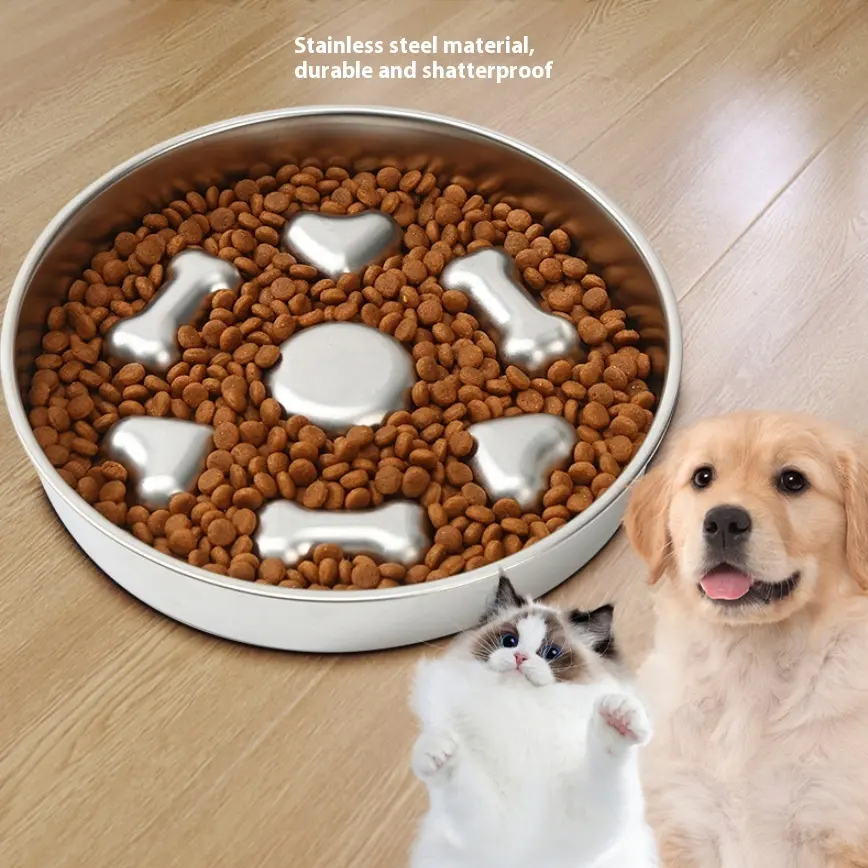 Non-slip Anti-choke 304 Stainless Steel Pet Slow