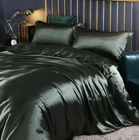 Solid Color Double-sided Silk Four-piece Set Silkworm Satin Bed