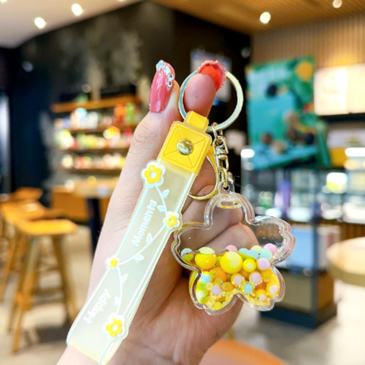 Beads Into The Oil Car Key Chain Pendant Transparent Acrylic