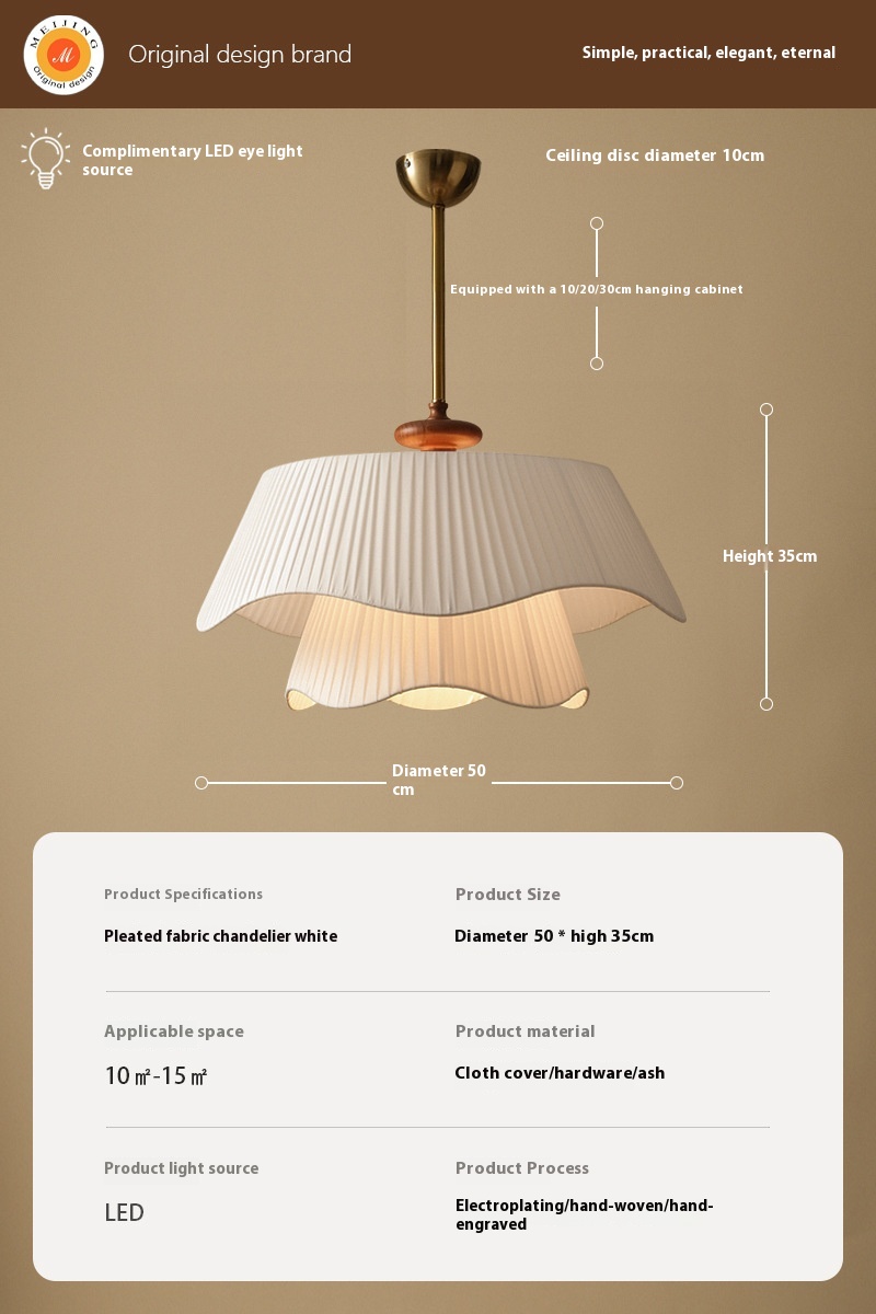 Cream Style Chandelier Internet Celebrity Living Room Dining Room Bedroom Lamps - Image 4