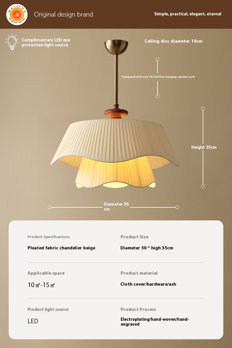 Cream Style Chandelier Internet Celebrity Living Room Dining Room Bedroom Lamps - Image 7