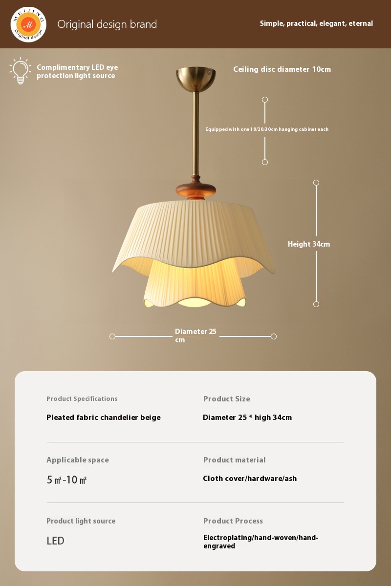 Cream Style Chandelier Internet Celebrity Living Room Dining Room Bedroom Lamps - Image 2