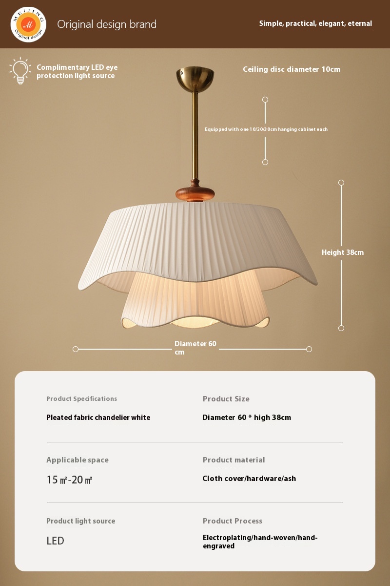 Cream Style Chandelier Internet Celebrity Living Room Dining Room Bedroom Lamps - Image 5