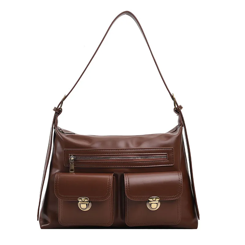Retro Women's Large-capacity Crossbody Bag - Brown
