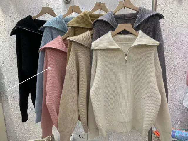 Women's Dacron Zipper Sweater Sweater Loose Outer Wear Bottoming Shirt Pink - Shop at LoveMi