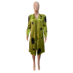 Sequin Stitching Featured Dress Women's Windbreaker Olive Green - Shop at LoveMi