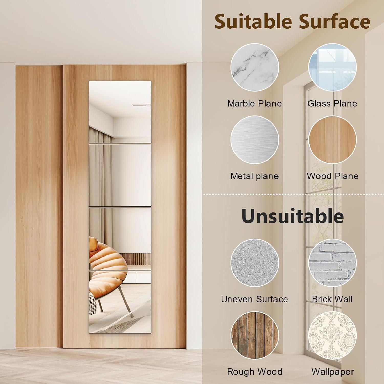 Household Portable Non Glass Safety Square Soft Mirror