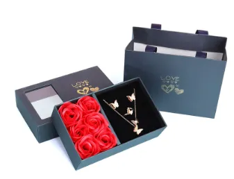 Tiandigai Rose Ornament Storage Box Pendant Necklace Dark Blue - Shop at LoveMi