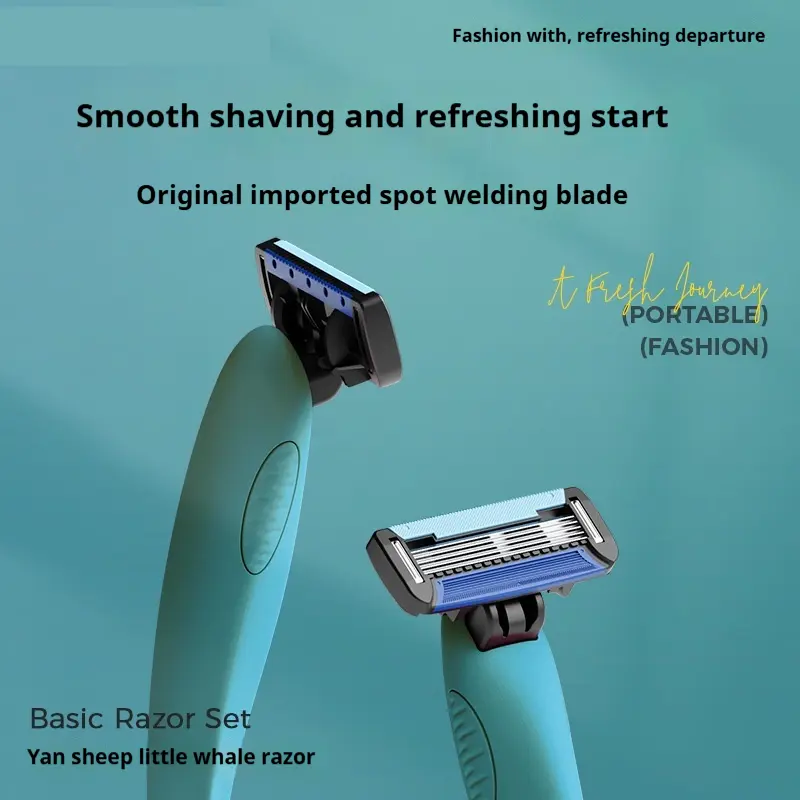 Men's Shaver 5 1-layer Imported Cutter Head Whale Style Shaving Manual Shaver 1 Handle 2 Cutter Head 1 Base
