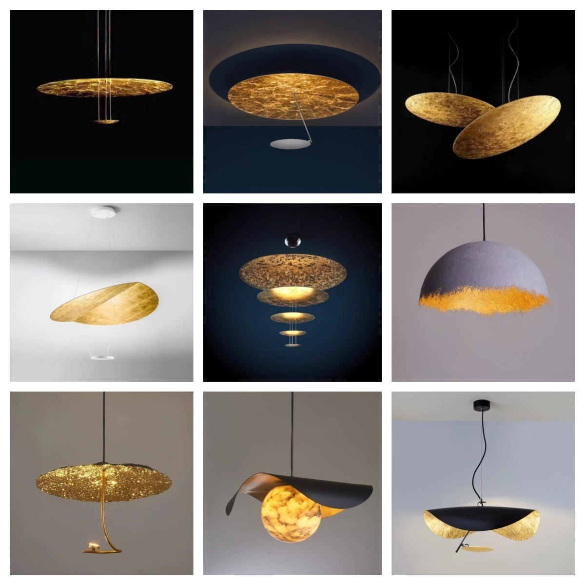 Nordic Post-modern Designer Simple Living Room Gold Foil UFO Hotel Lobby Restaurant Golden Chandelier