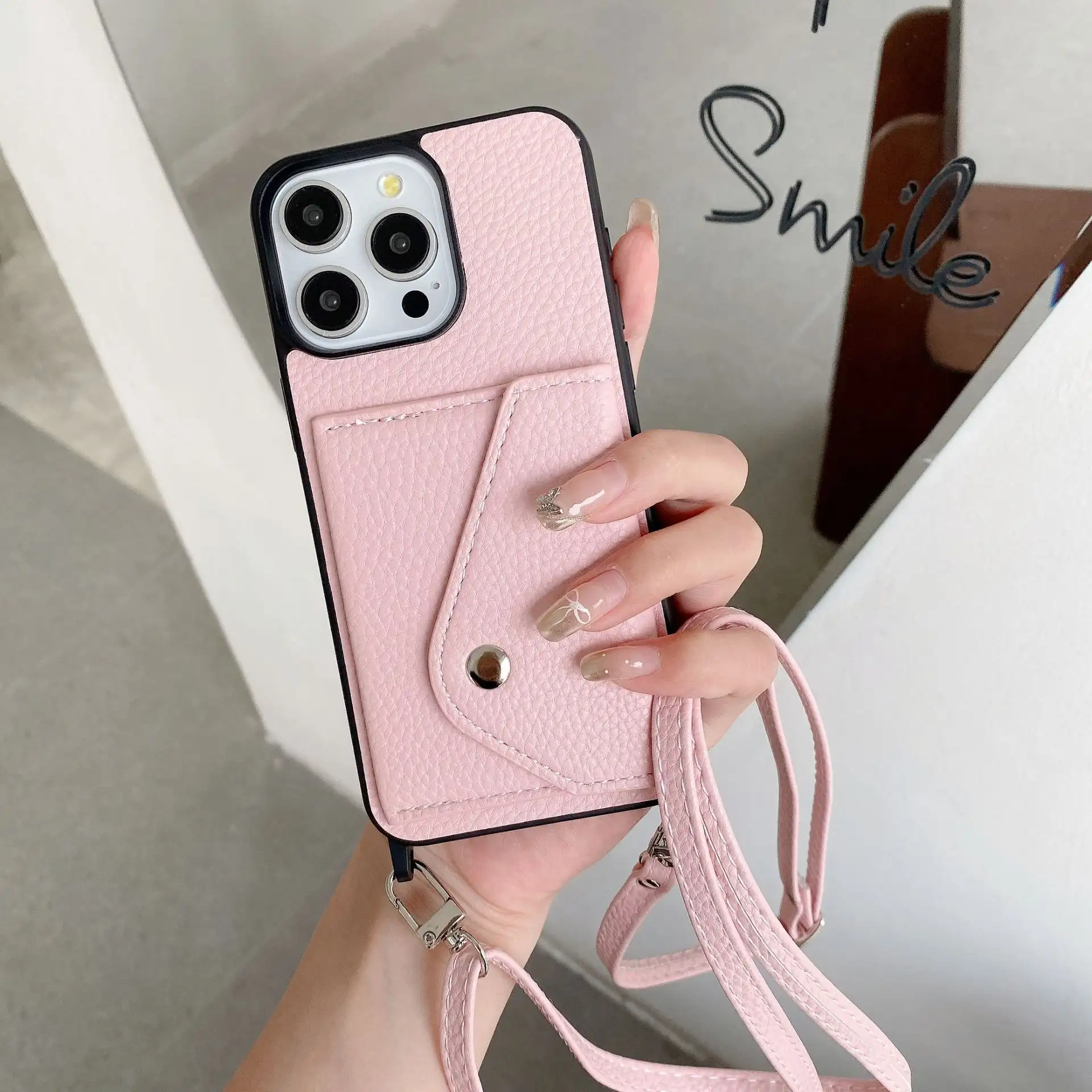 Applicable Phone Case Protective Case 14 Lychee Pattern Crossbody
