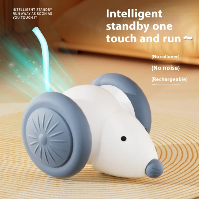 Pet Toys Interactive Cat Toy Electric Mouse Car Automatic Teaser With Intelligent Obstacle Avoidance Pet Products White - Shop at LoveMi