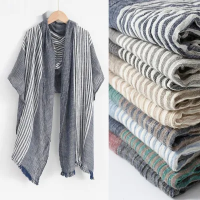 Men's Spring And Summer Thin Striped Scarf Navy Blue Color Matching Thin