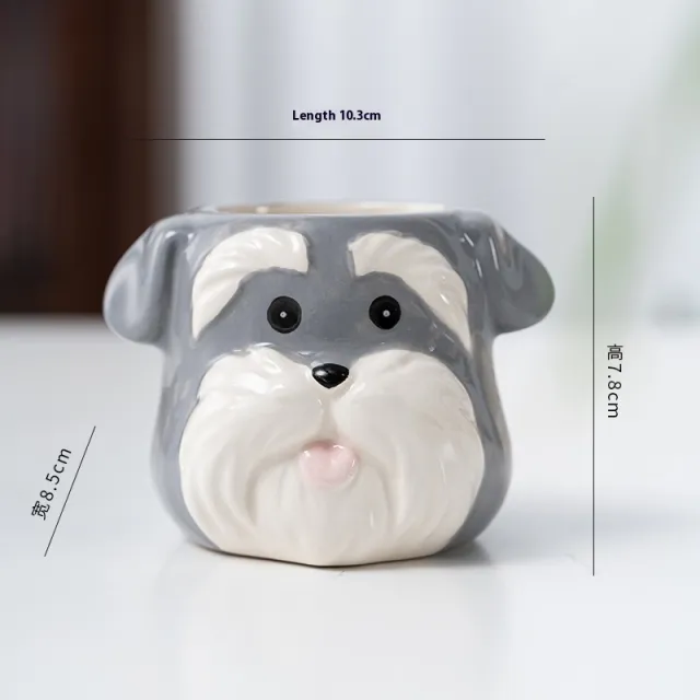 Ceramic Cartoon Animal Flowerpot Home Gardening Schnauzer - Shop at LoveMi