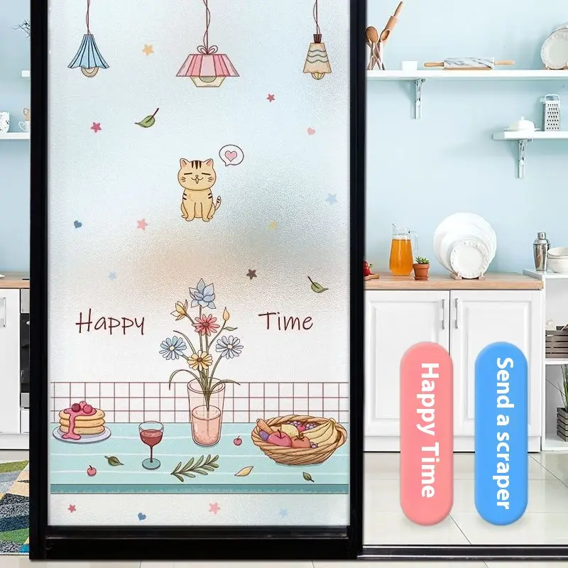 Cartoon Kitchen Glass Sticker Window
