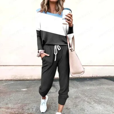 Printed Long sleeve Sports Purple Fashion Casual Polyester Pants Black - Shop at LoveMi