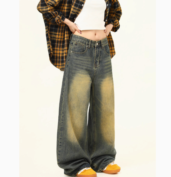 Women's Loose Straight Washed Jeans