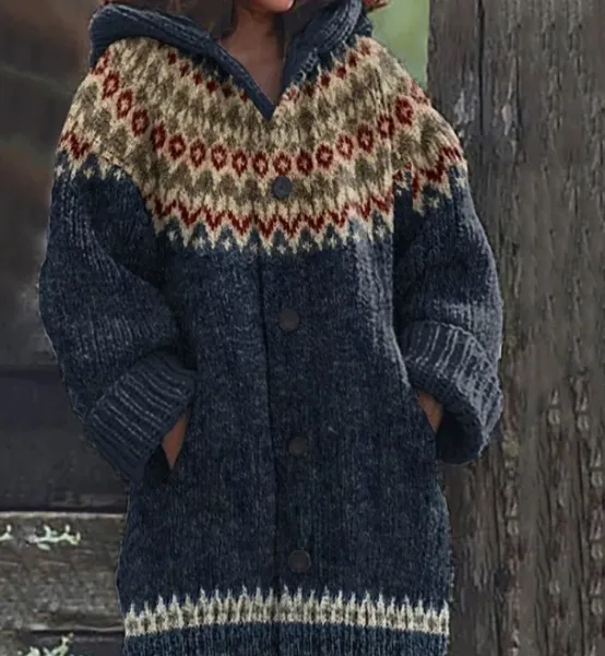 Retro Coat Lazy Hooded Knitted - Jlwttcfs555-L - View 1