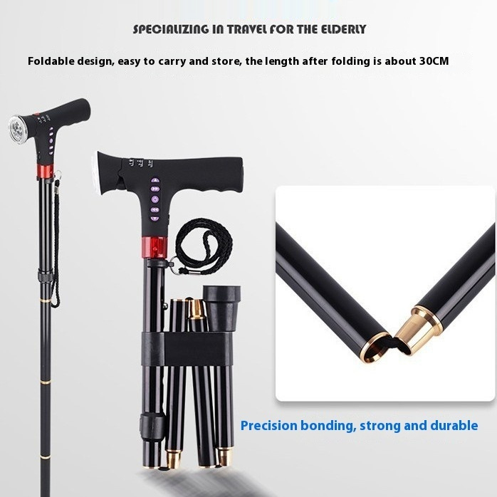 Collapsible Alpenstock Aluminum Alloy With Light