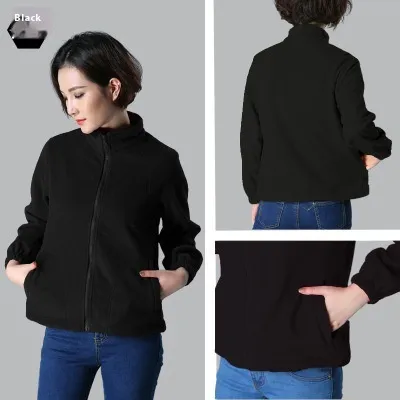 Women's Outdoor Polar Fleece Shell Jacket Black - Shop at LoveMi