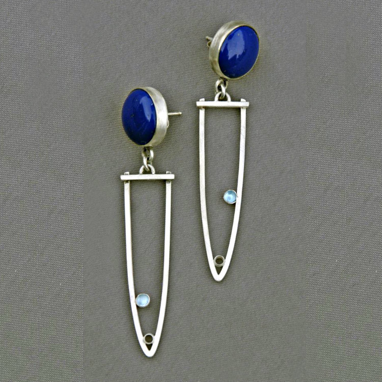 Fashion Women's Simple Blue Pin-shaped Earrings