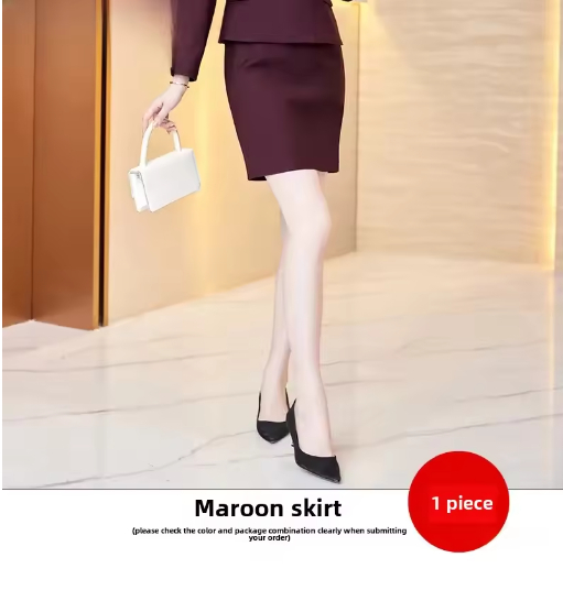 Long Sleeve Three Button Suit Business Suit Purplish Red Skirt - Shop at LoveMi