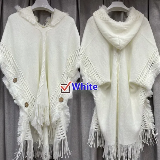 Autumn And Winter European And American Plus Size Hooded Pullover Sweater Tassel Batwing Shirt White - Shop at LoveMi